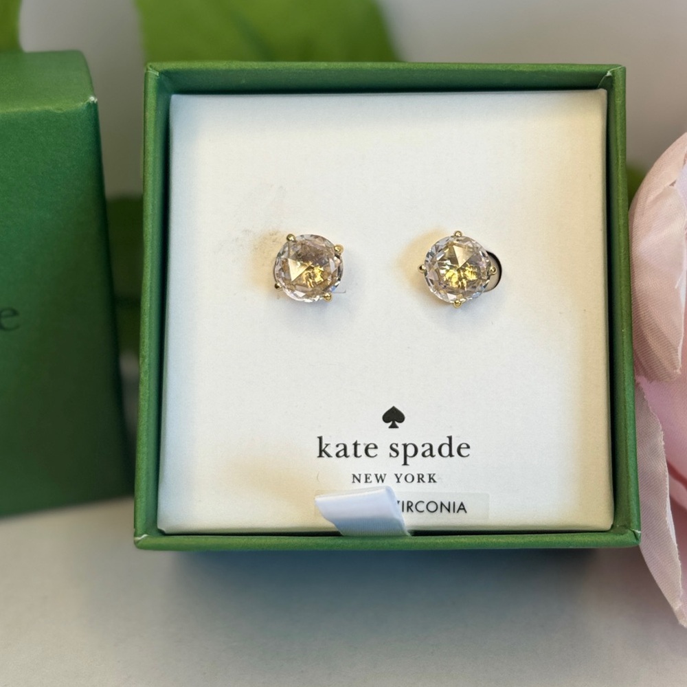 Kate Spade Beautiful Clear/Gold Stud Earrings